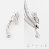 MULTI CZ OWL 316L SURGICAL STEEL CURVED BARBELL/EYEBROW